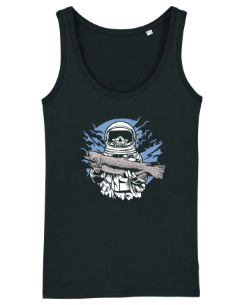 Skull Face Astronaut Fishing Black