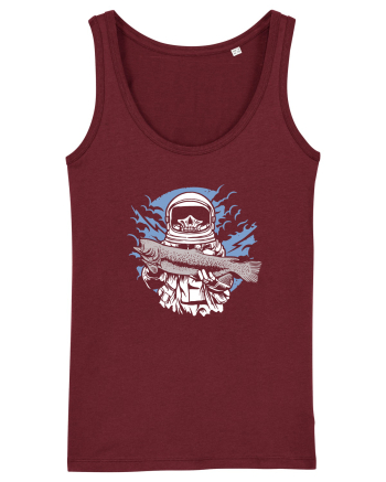 Skull Face Astronaut Fishing Burgundy