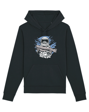 Skull Face Astronaut Fishing Black