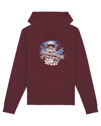Skull Face Astronaut Fishing Burgundy