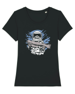 Skull Face Astronaut Fishing Tricou mânecă scurtă guler larg fitted Damă Expresser