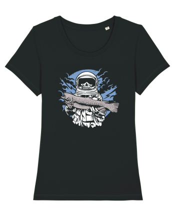 Skull Face Astronaut Fishing Black
