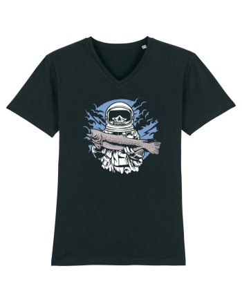 Skull Face Astronaut Fishing Black