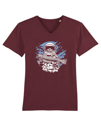 Skull Face Astronaut Fishing Burgundy