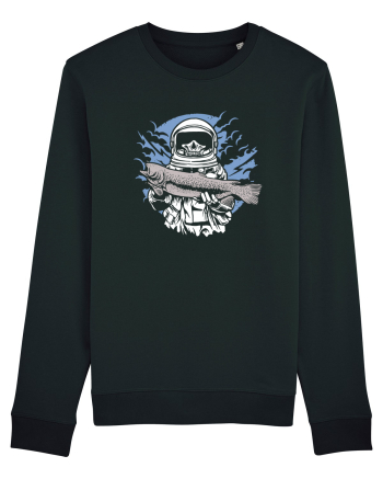Skull Face Astronaut Fishing Black