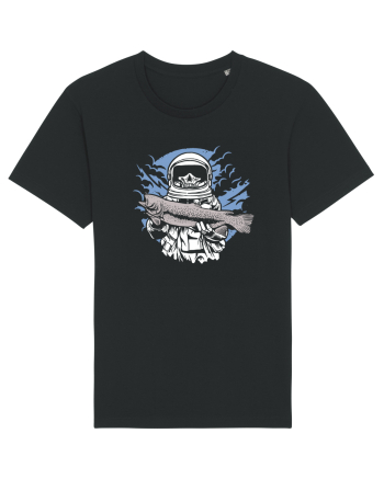 Skull Face Astronaut Fishing Black