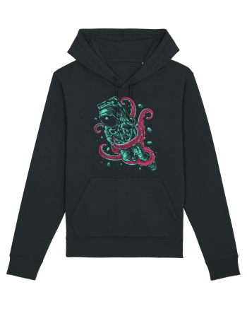Astronaut Space Octopus Fight Black