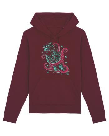 Astronaut Space Octopus Fight Burgundy