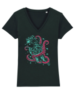 Astronaut Space Octopus Fight Tricou mânecă scurtă guler V Damă Evoker