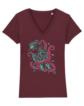 Astronaut Space Octopus Fight Burgundy