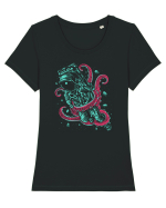 Astronaut Space Octopus Fight Tricou mânecă scurtă guler larg fitted Damă Expresser
