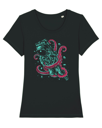 Astronaut Space Octopus Fight Black