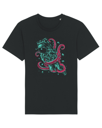 Astronaut Space Octopus Fight Black