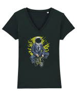 Office Astronaut Biker Tricou mânecă scurtă guler V Damă Evoker