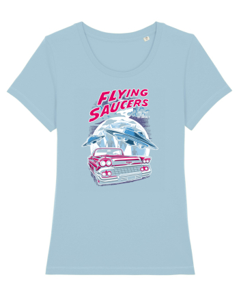Flying Saucers Vintage Car Sky Blue