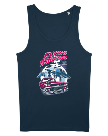 Flying Saucers Vintage Car Navy