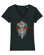Chopper Gasmask Rider Tricou mânecă scurtă guler V Damă Evoker