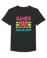 Games Make Me Happy Tricou mânecă scurtă guler larg Bărbat Skater