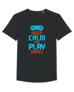 Keep Calm And Play Games Tricou mânecă scurtă guler larg Bărbat Skater