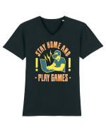 Stay Home And Play Games Tricou mânecă scurtă guler V Bărbat Presenter
