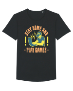 Stay Home And Play Games Tricou mânecă scurtă guler larg Bărbat Skater
