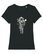 Astronaut Bicycle Galaxy Ride Tricou mânecă scurtă guler larg fitted Damă Expresser