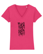 Țuică de Pitești Tricou mânecă scurtă guler V Damă Evoker