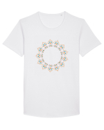Orange/Red Pattern Tricou mânecă scurtă guler larg Bărbat Skater