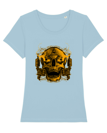 Golden Skull Tattoo Sky Blue