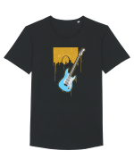 Graffiti Guitar Tricou mânecă scurtă guler larg Bărbat Skater